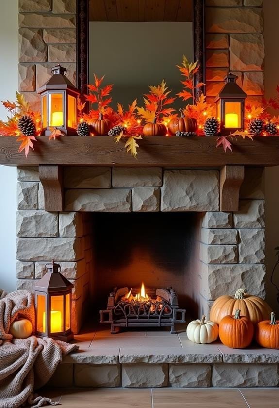 autumn candle lantern display