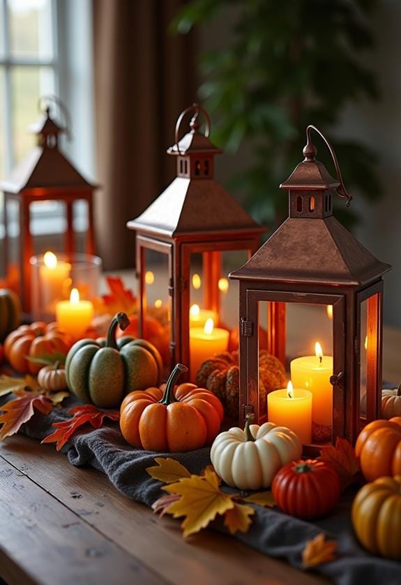 autumn themed decorative table centerpieces