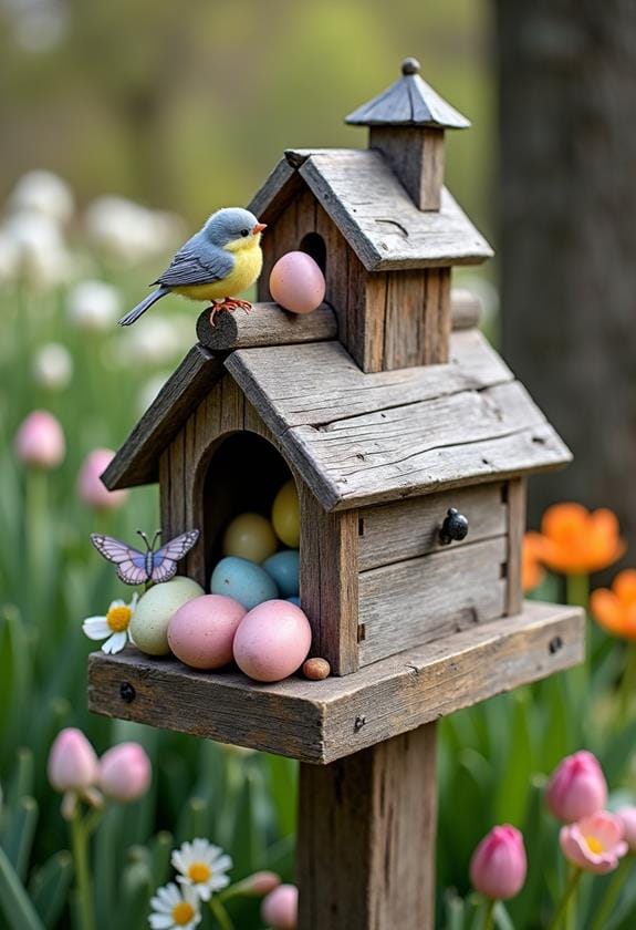 birdhouse themed mailbox decoration