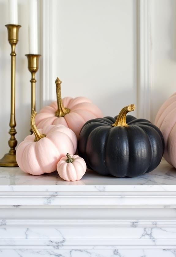 blush black pumpkin decor