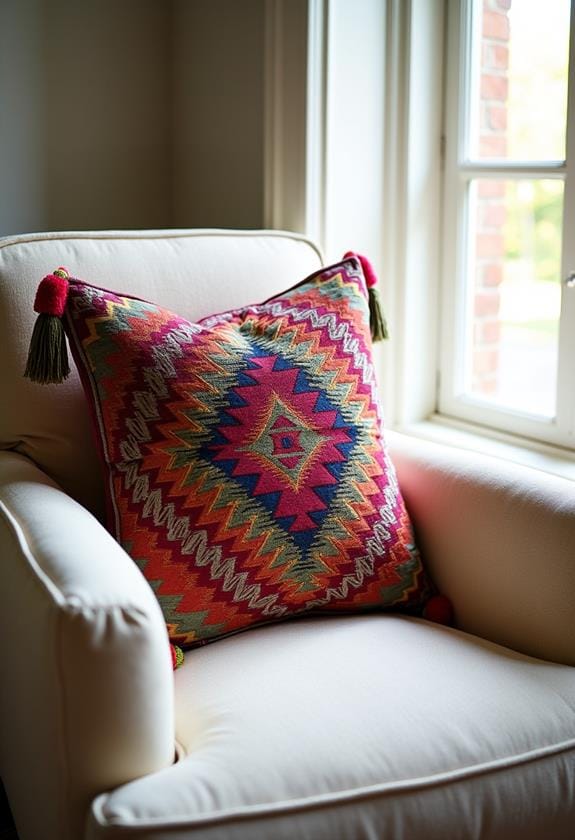 bohemian embroidered cushion cover