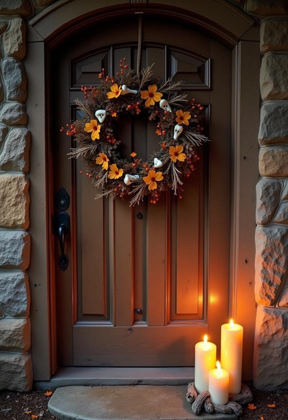 bone adorned natural wreath