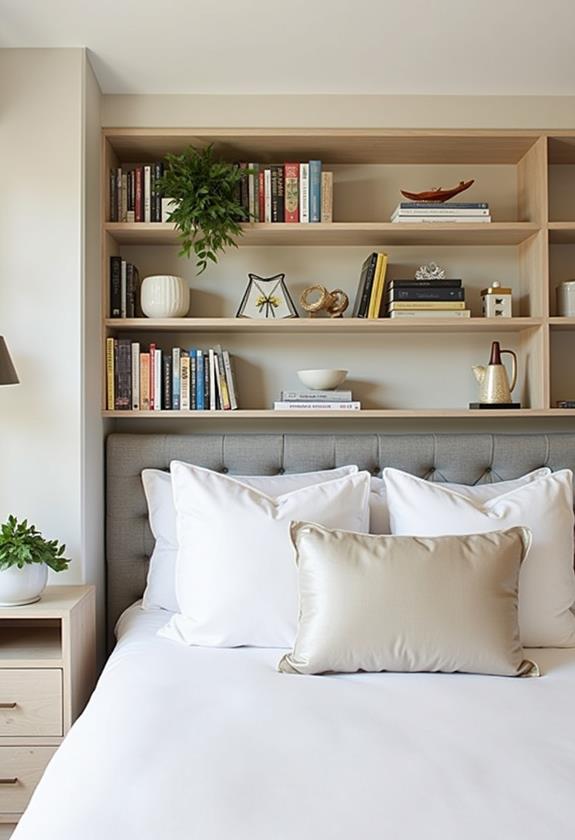 bookshelf headboard space saver