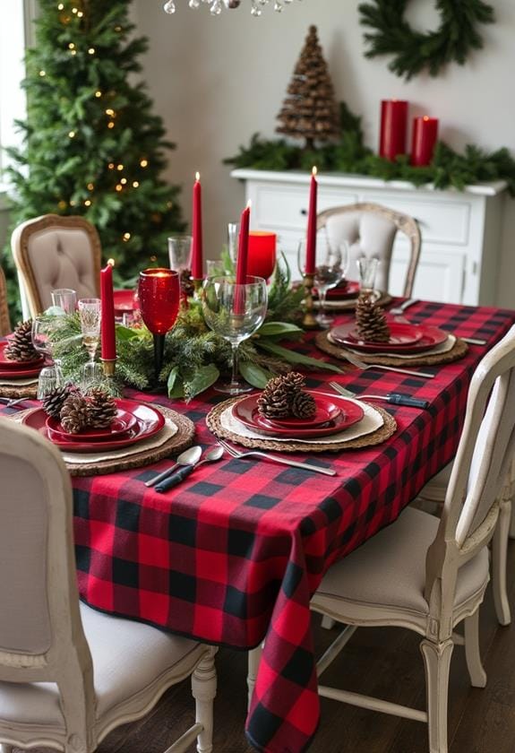 buffalo plaid holiday table setup