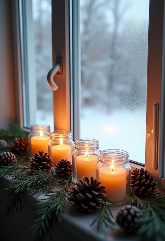candlelit window sill decor