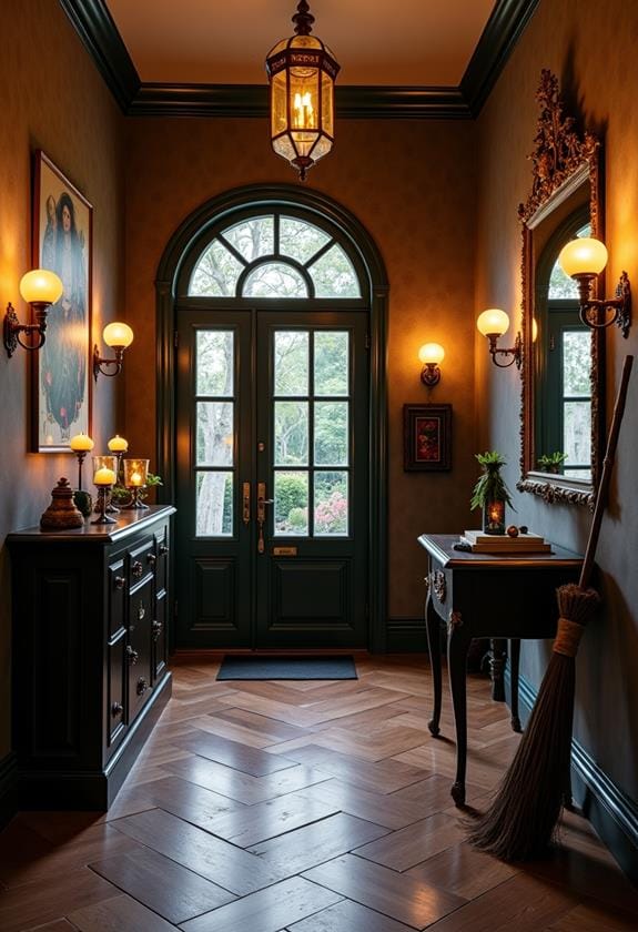 captivating portraits adorn entrance