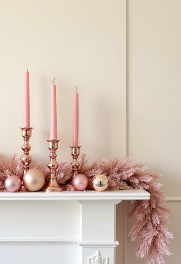 charming pink mantel accents