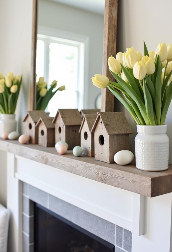 charming wooden birdhouse showcase