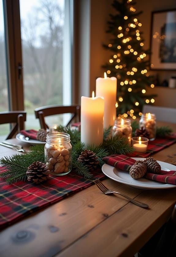 checkered fabric table decor