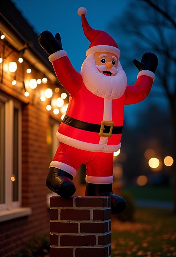 chimney bound inflatable santa mishap