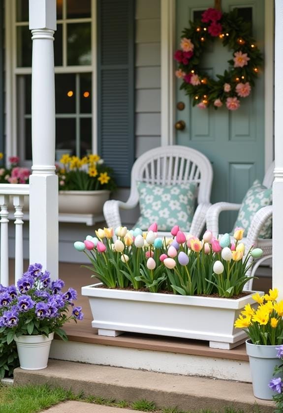 colorful blooms in containers