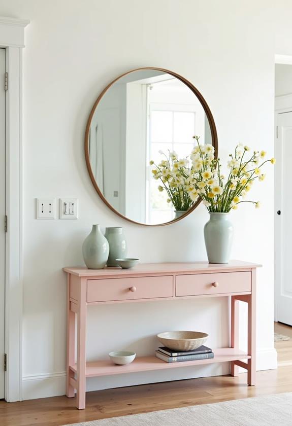 colorful console table arrangement