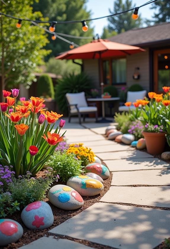 colorful decorative garden stones