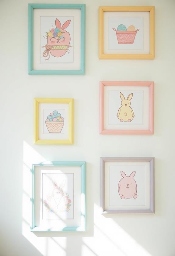colorful framed artwork display