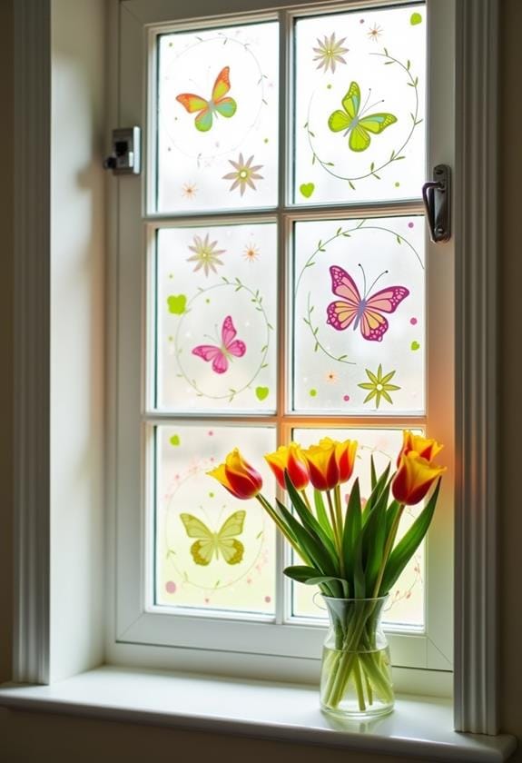colorful spring window decorations