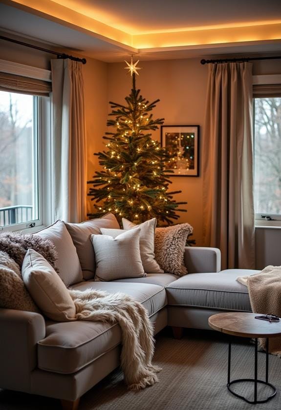 cozy basement christmas decor