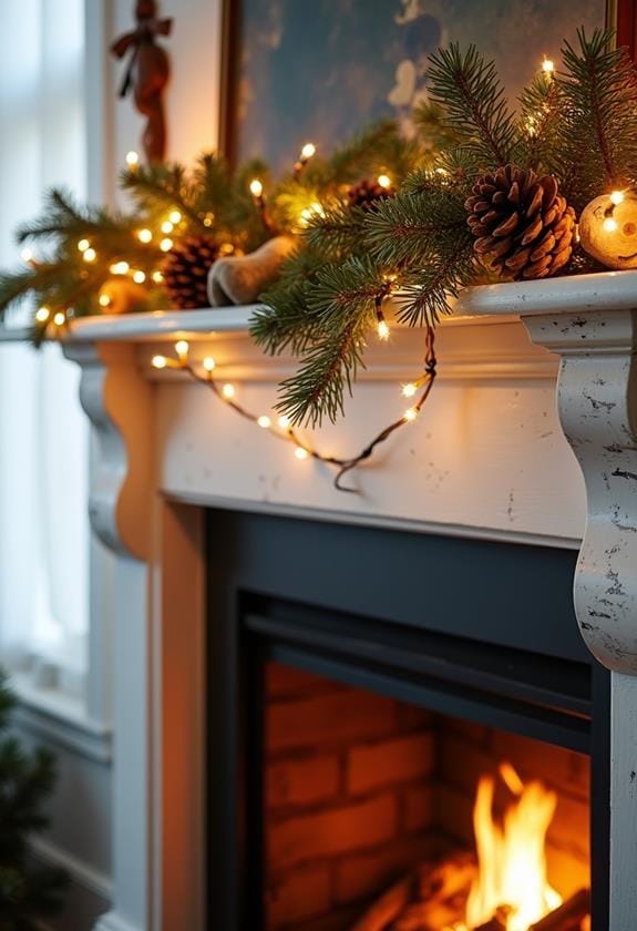 cozy birch fireplace decor