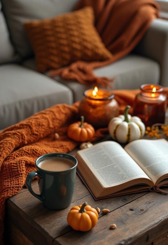 cozy fall coffee table decor
