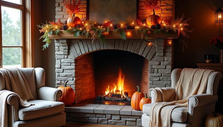 cozy fall fireplace decor