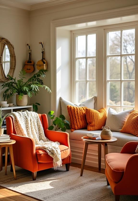 cozy fall sunroom decor