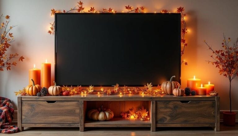 cozy fall tv stand decor