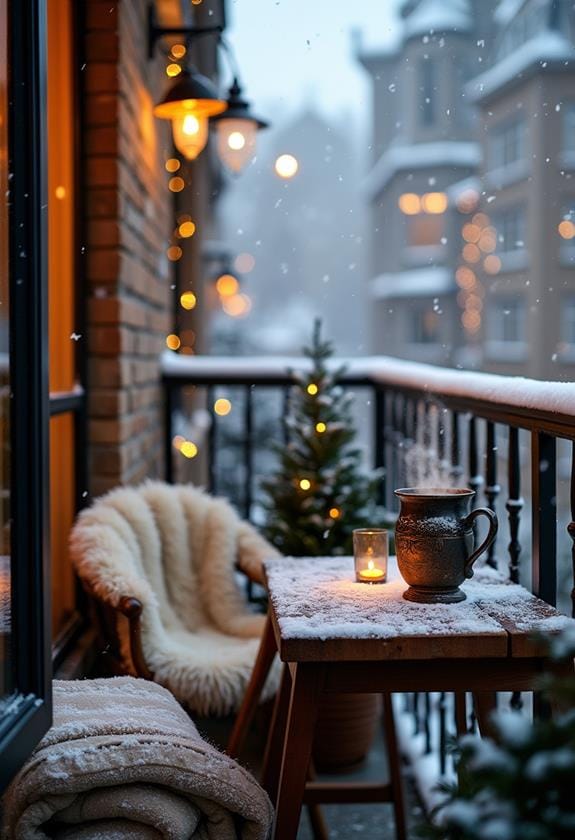 cozy winter balcony decor