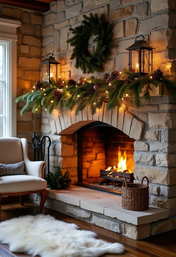 cozy winter chimney decor
