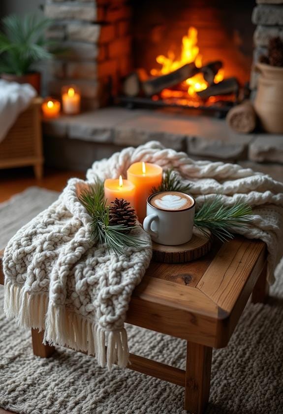 cozy winter coffee table decor