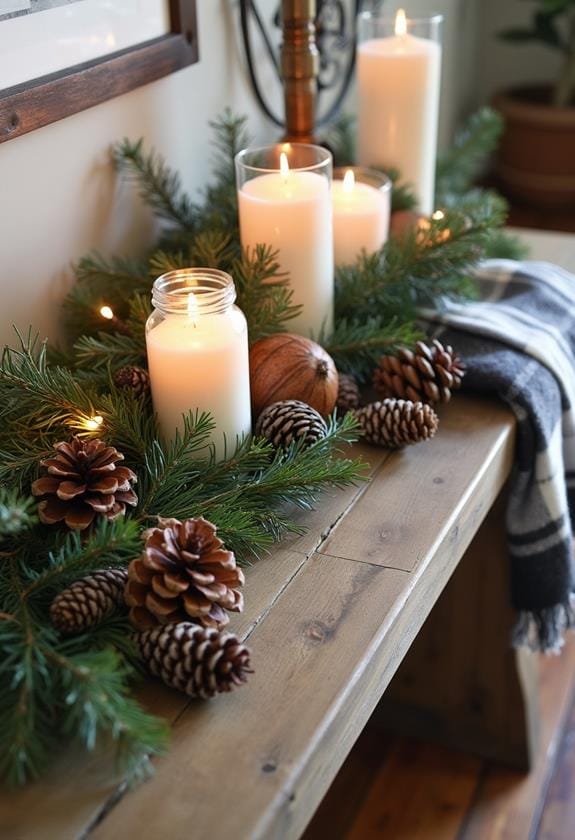 cozy winter console table decor