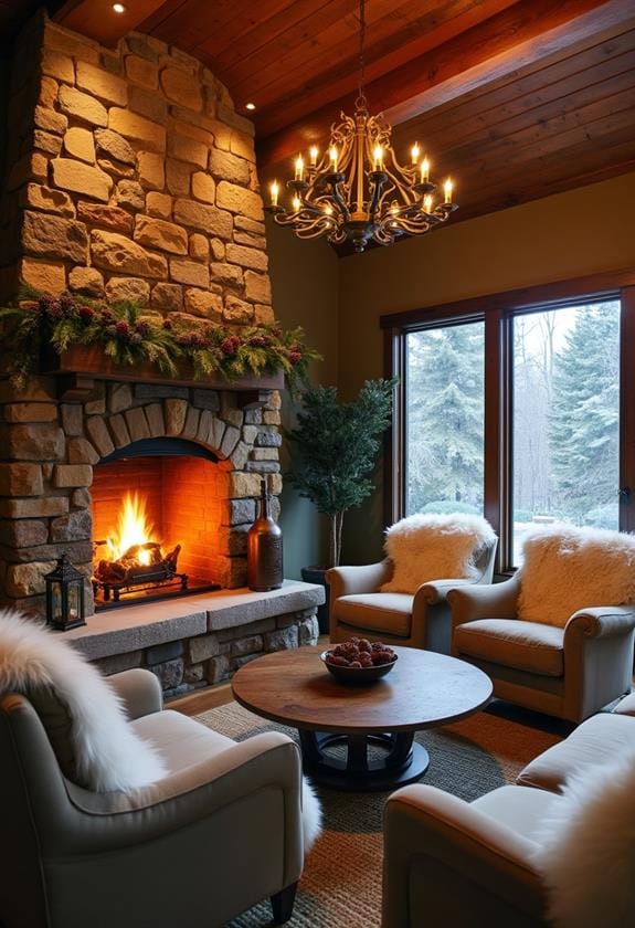cozy winter fireplace decor