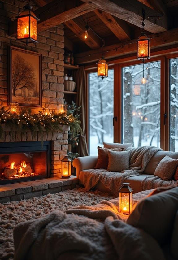 cozy winter lantern decor