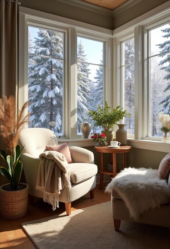 cozy winter sunroom decor