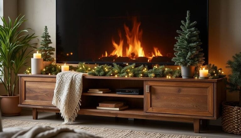 cozy winter tv stand decor