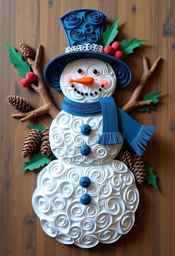 crafted quilled snowman decor
