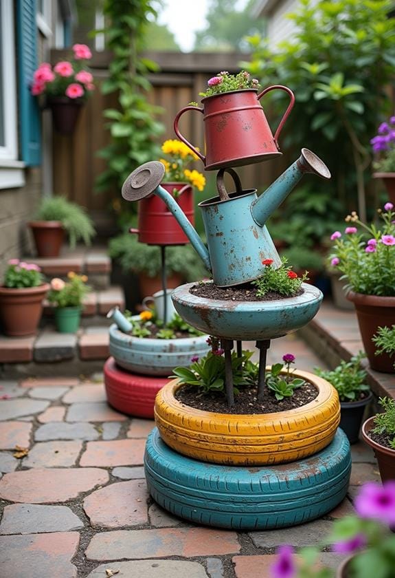 creative recycled outdoor decor