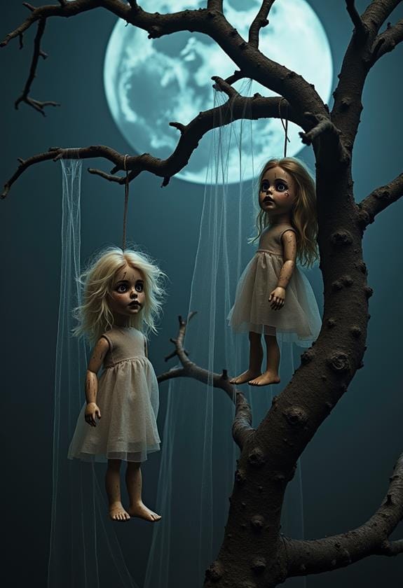 creepy suspended doll exhibit