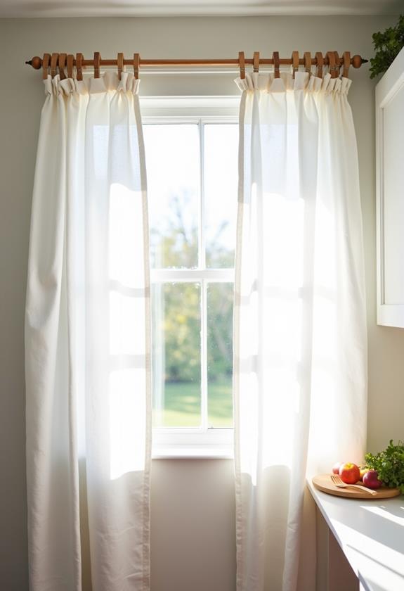 curtains held by clothespins