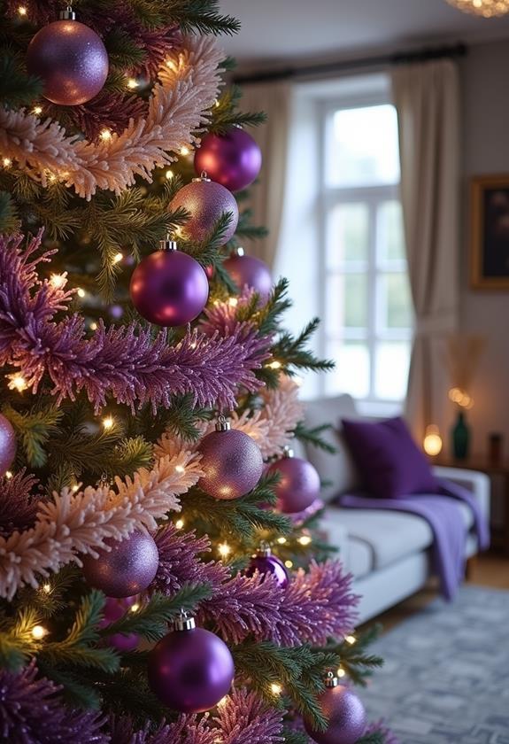 decorate with purple ornaments