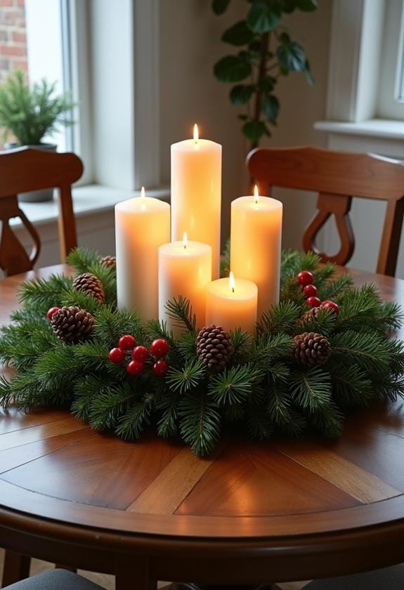 decorative candle wreath arrangement