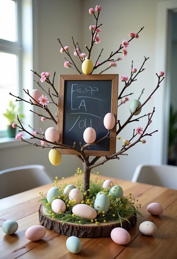 decorative chalkboard egg display