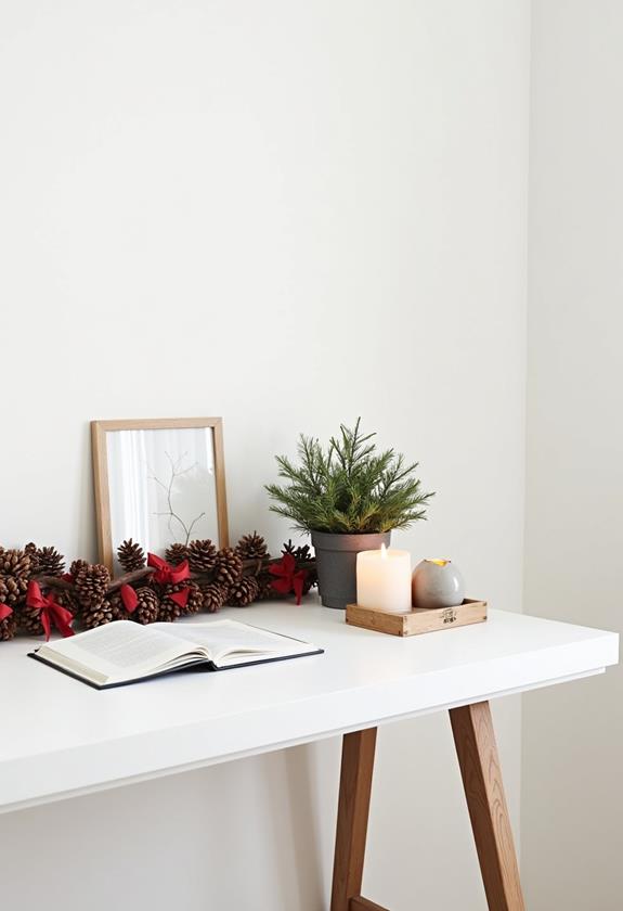 decorative pinecone ribbon garland