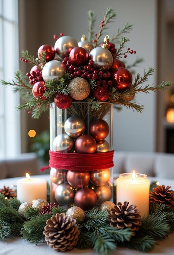 decorative ribbon and baubles