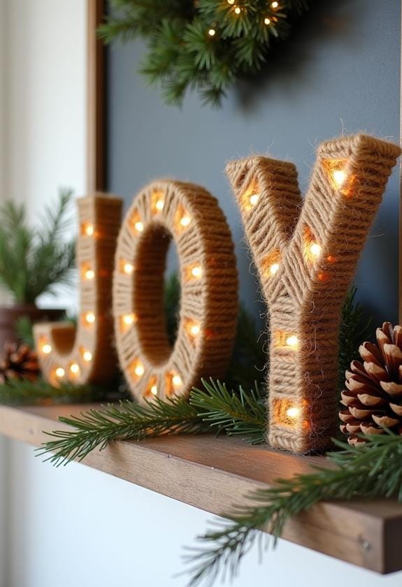 decorative twine wrapped letters