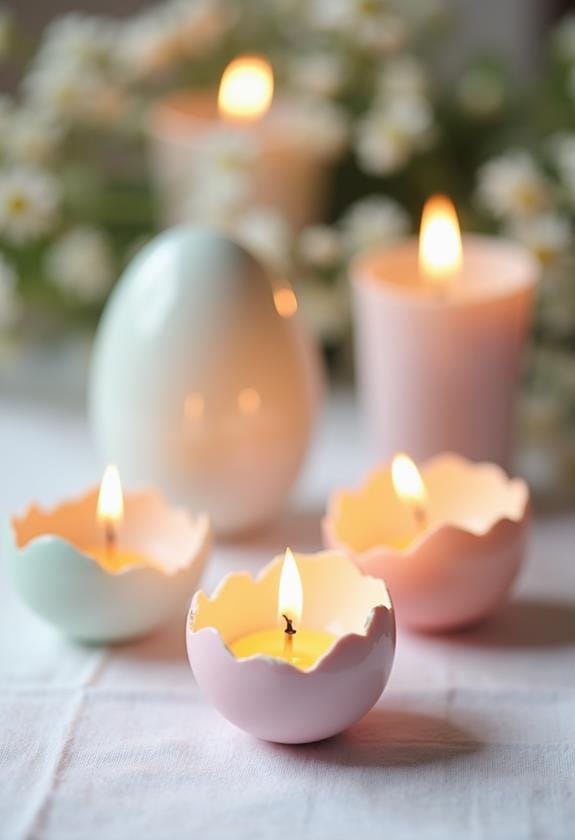 delicate eggshell candle holders