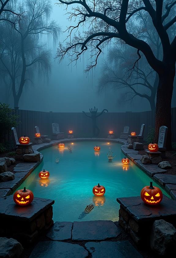eerie cemetery by water