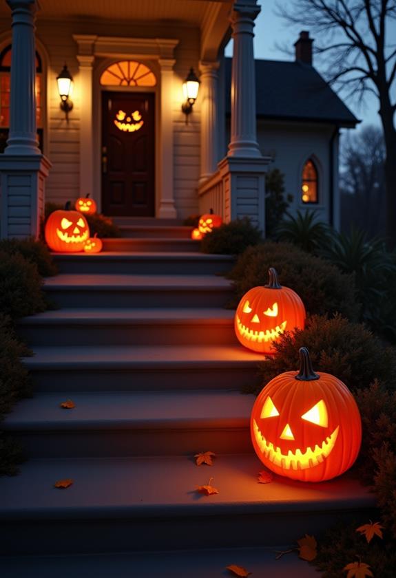 eerie illuminated pumpkin faces