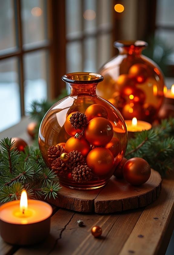 elegant amber glass vases
