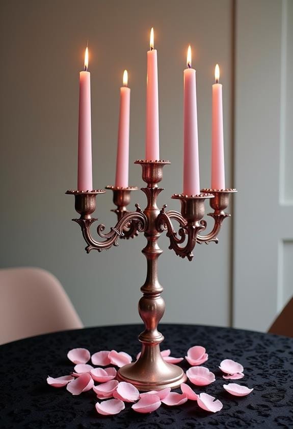 elegant dusty rose candelabras