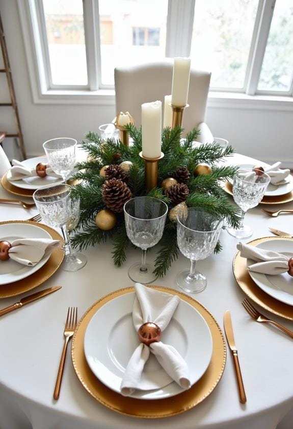 elegant metallic tableware arrangement