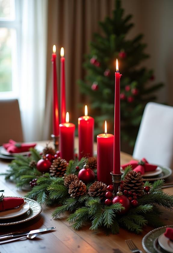 elegant red candle decor